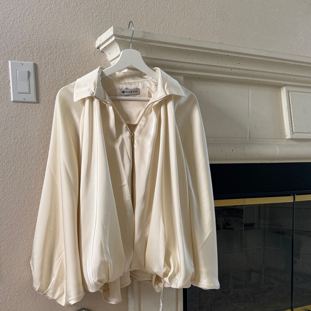 Elegant Cream Bomber Jacket